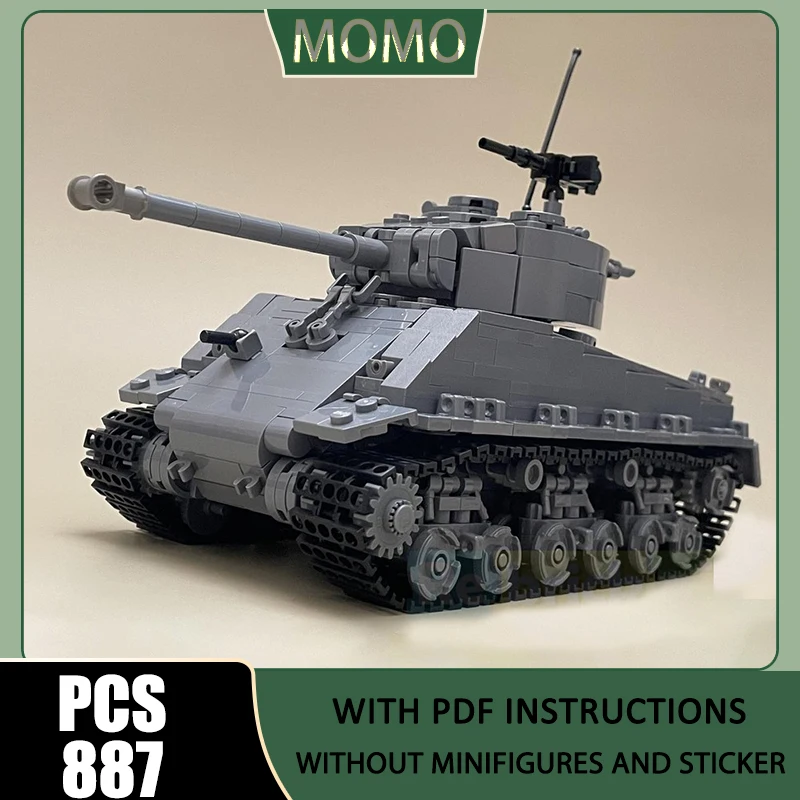 Военная модель MOC: Конструктор M4A3E8 «Бронированная машина» — Технологичный набор для самостоятельной сборки, развивающая игрушка, подарок на праздники