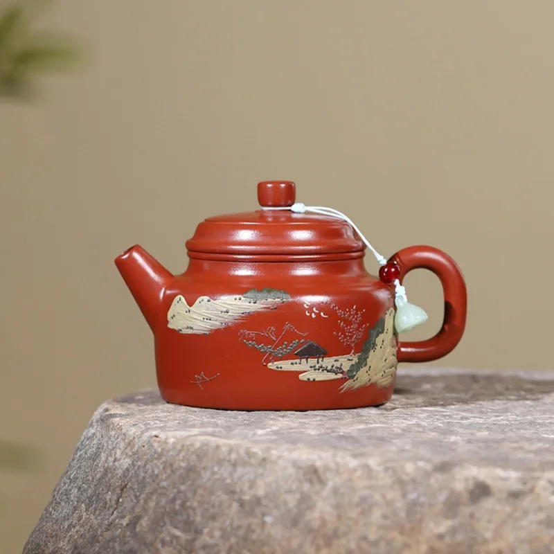 

Chinese Yixing Purple Clay Teapot Handmade Landscapes Tea Pot Beauty Tea Infuser Kettle Household Raw Ore Zisha Tea Set 230ml