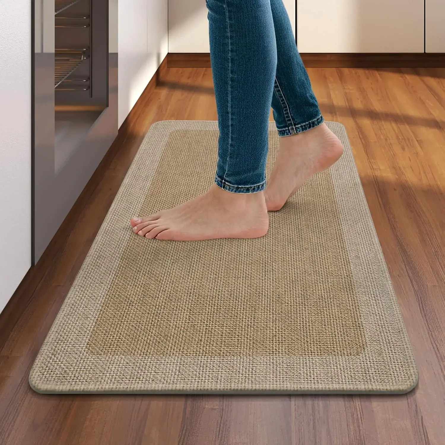 

Kitchen Mat Non-Slip, Washable Kitchen Carpet, Floor Absorbent Kitchen Mat, Rubber Backed Soft Standing Floor Mat Runner Carpet in Front of Sink, Easy to Clean and Maintain, Brown 17 "x30"
