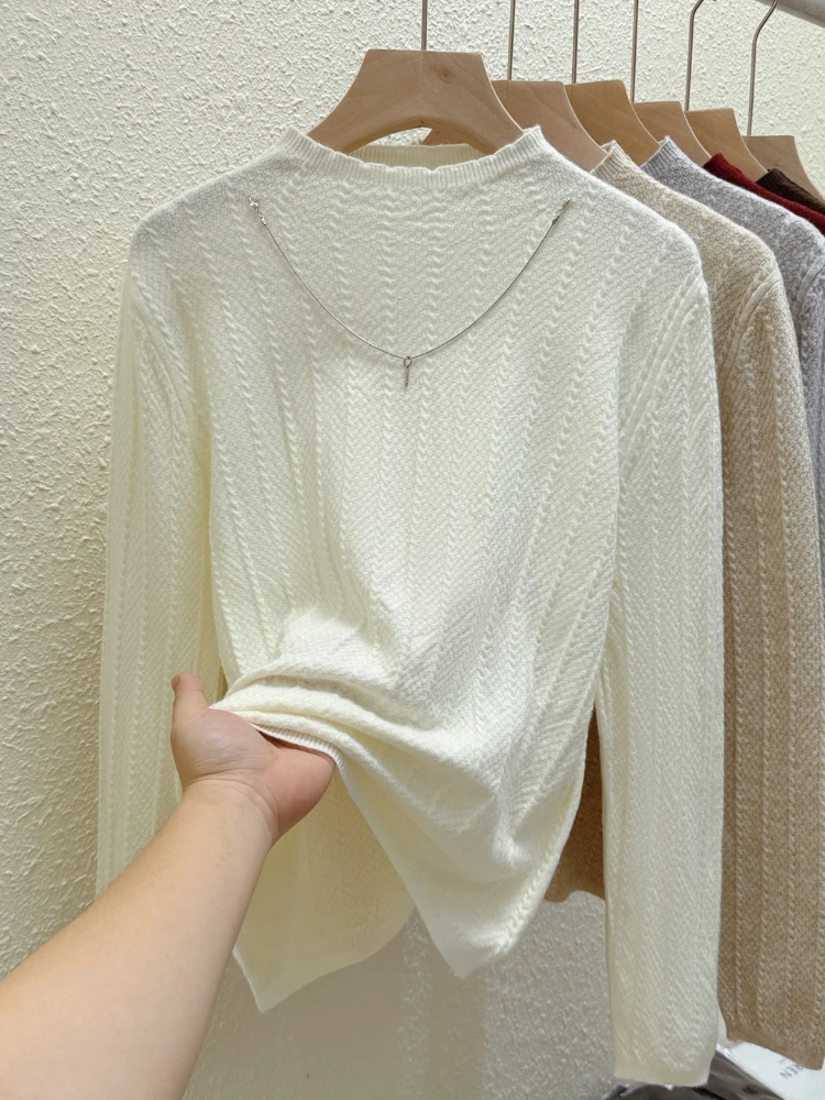 เสื้อสเวตเตอร์คอเต่าผู้หญิงแฟชั่นฤดูใบไม้ร่วงฤดูหนาว 2025 ทรงเข้ารูป แขนยาว สไตล์เกาหลี เรียบง่าย สีพื้น ใช้เป็นเสื้อตัวใน