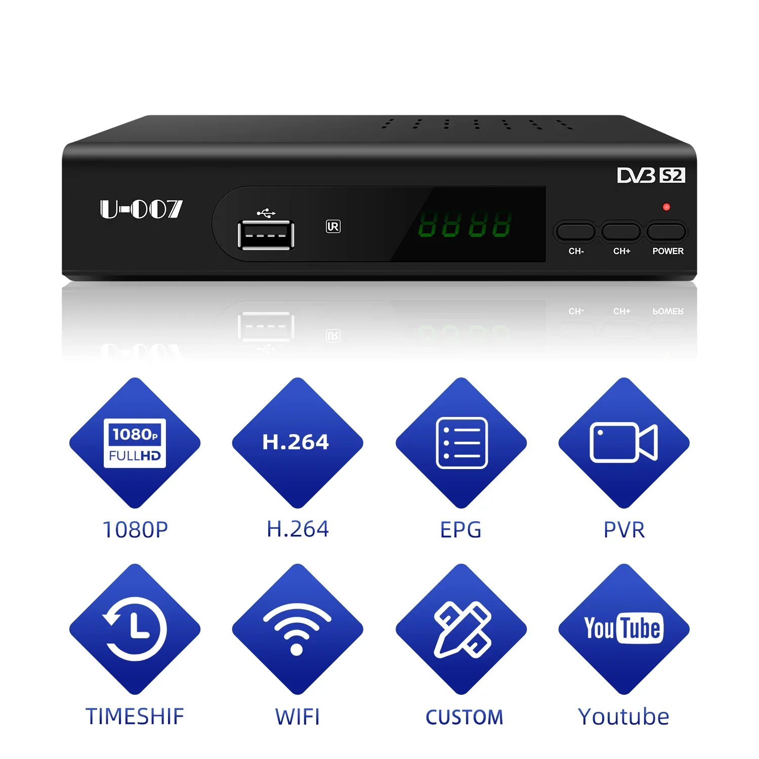 Free to air DVB-S2 satellite receiver,  DVB-S satellite TV receiver, set top box, satellite decoder, free shipping