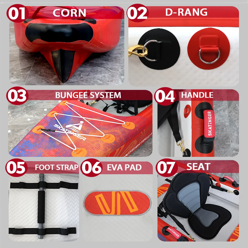 Skatinger Full Drop Stitch 3-Person Inflatable Kayak High Pressure 4m Kajak Canoekayak for Fishing 2 Year OEM Repair Kayak Sale - view 5