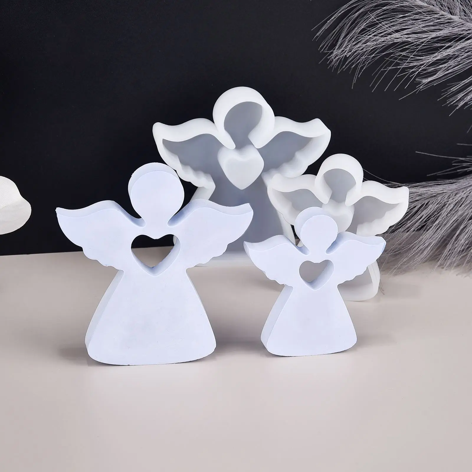 3D Angel Candle Mold Little Wing Angel Resin Angel Pendant Silicone Mold DIY Plaster Concrete Resin Ornament Gifts Home Decor