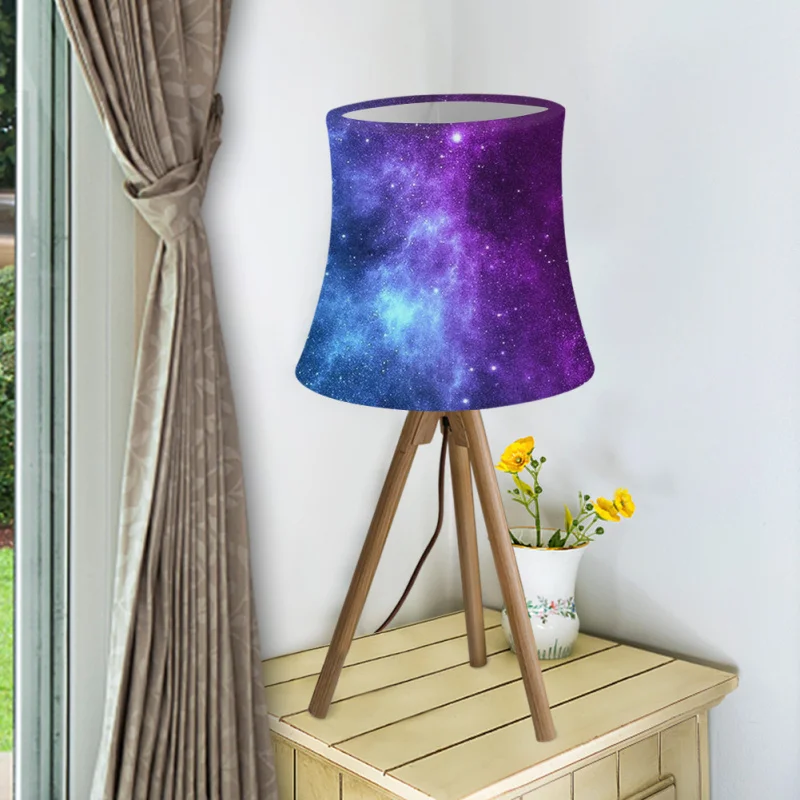 

Customized Starry Sky Lampshade Home Starry Sky Wolf Printing Bedside Decorations Desk Lampshade with Iron Frame Deep Forest Pri