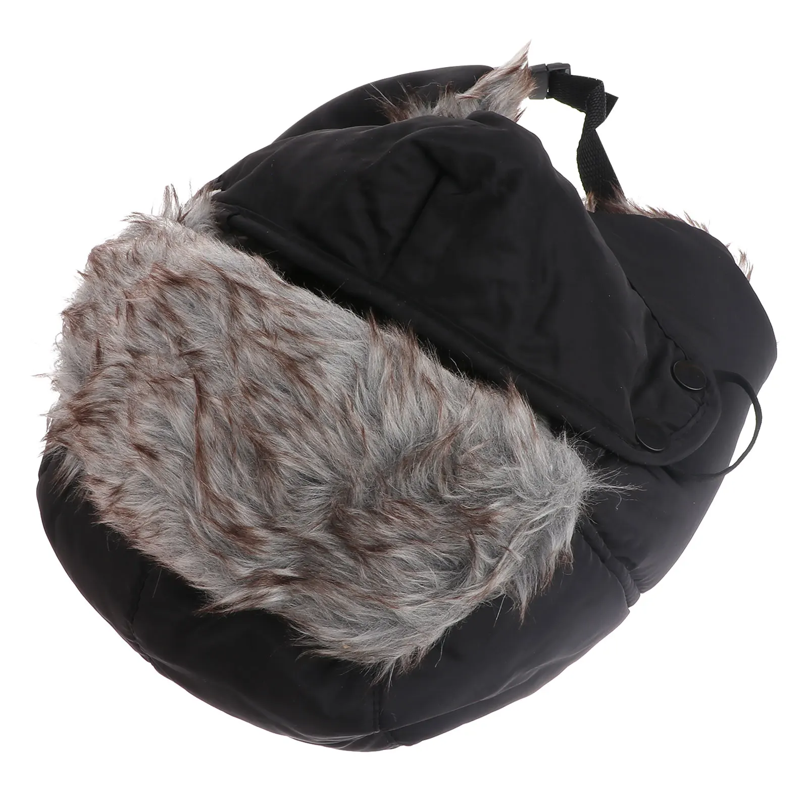 

Fleece Warm Hats Thick Artificial Black Men Women Middle aged Adjustable Buckle Windproof Waterproof Skating Skiing