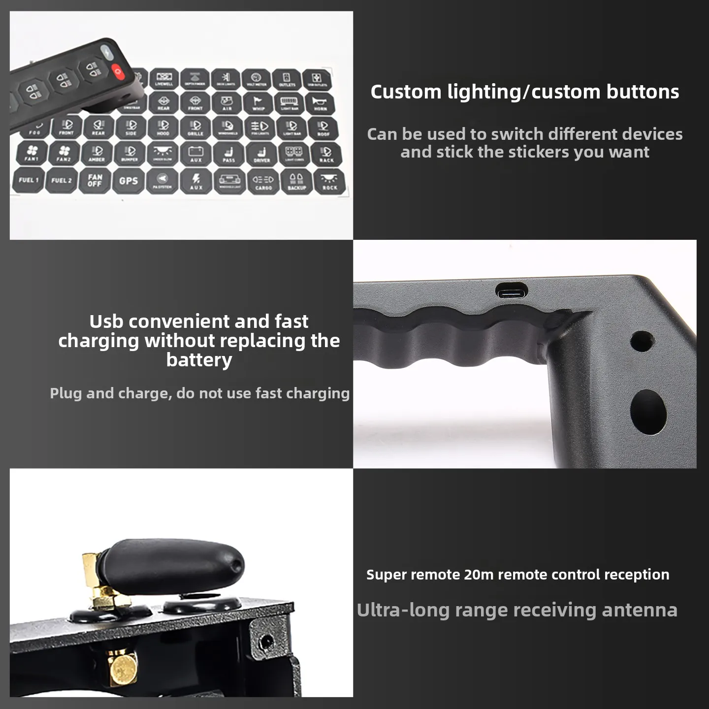 For Maxus D90 2017-2026 Car A-Pillar Six-Way Handle Switch Wireless Remote Control Integrated Control Switch Panel Accessories detail image 3