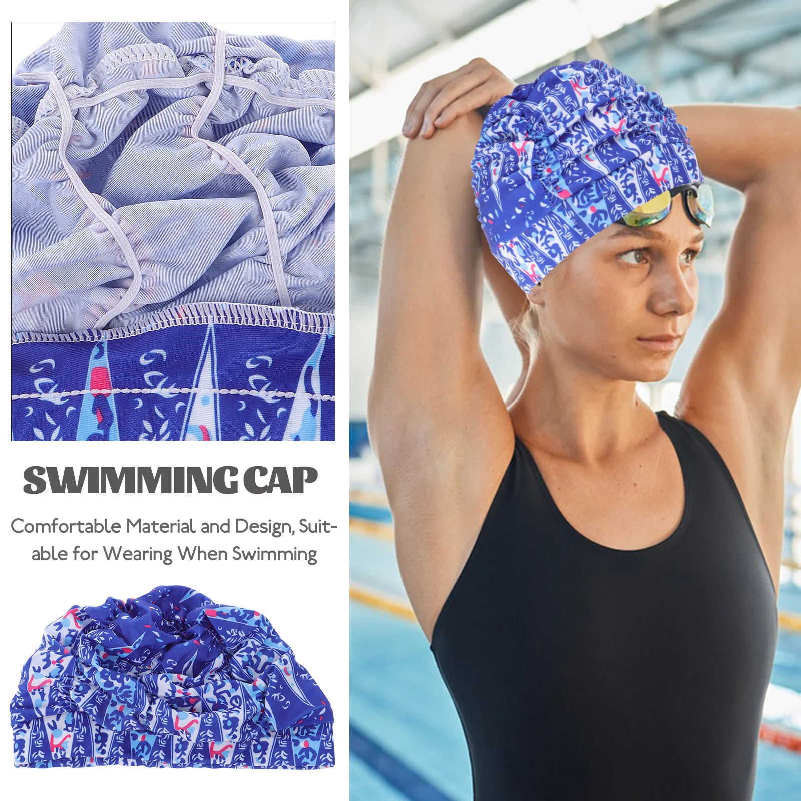 

Stylish Comfortable Swim Cap Women Long Hair Large Size Durable Hair Protection Swimming Hat Summer Bath Headwear For
