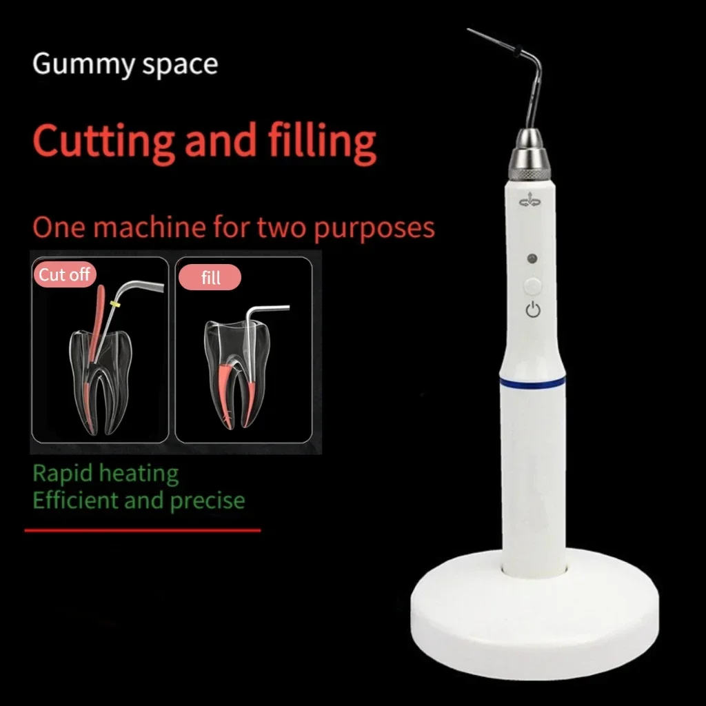 

Dental Cordless Wireless Gutta Percha Tooth Tip Hot Melt Pen Cutter Closed System Internal Heating Pen Band 2Tips Dental Tool