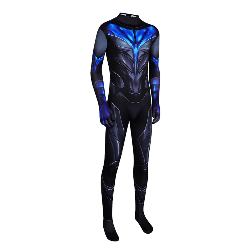 Male Nightwing Cosplay Jumpsuit Costume Bodysuit Eyemask Roleplay Outfits Adult Halloween Disguise Carnival Party Clothing Suits view 3
