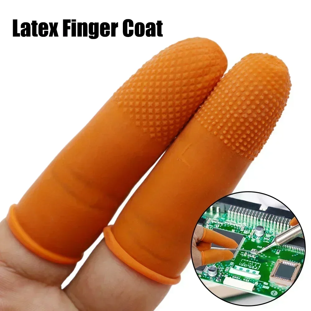 100/50/5Pcs Orange Non-slip Finger Cots Anti-static Latex Coats Disposable Fingertips Protector Gloves Industry Cot Wholesale