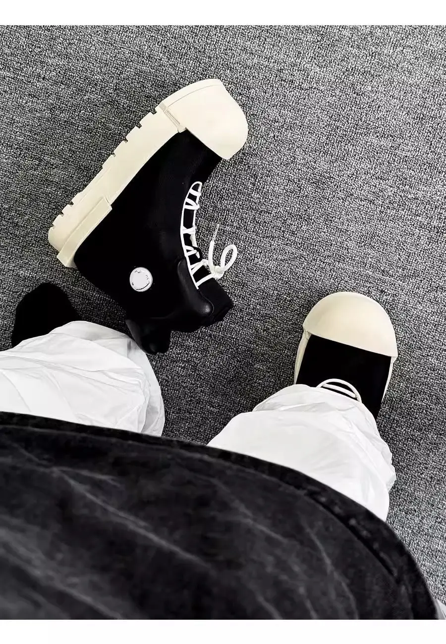 Niche Couple Bread Trendy Big Head Sneakers Men's Women's Platform Heightening Boots High Street Style Board Shoes High-top