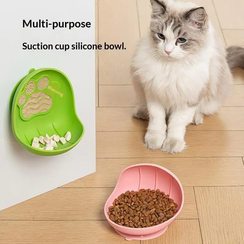 

Silicone Pet Bowl With Suction Cup To Prevent Tipping Over Glue Free Nail Free Repeated Use Pet Slow Licking Mat Cat Dog Bowl