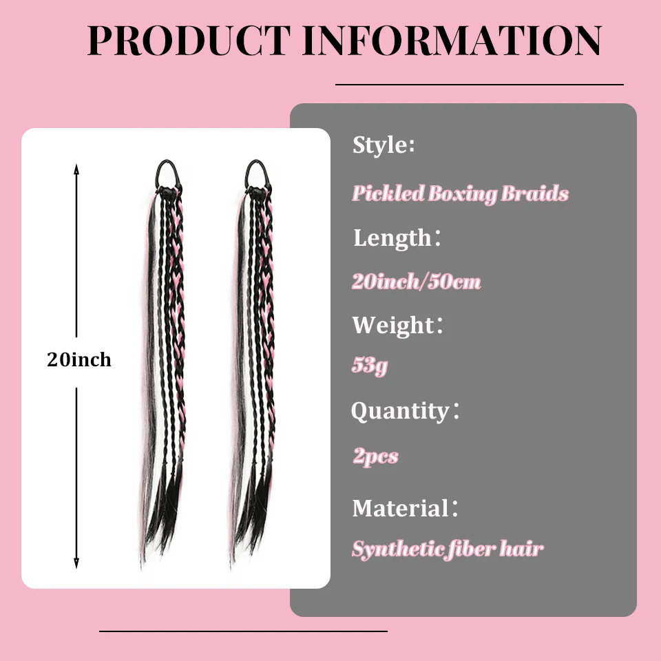 Synthetic rubber band braided hair bundle dyed double ponytail braid wig suitable for women and girls to wear and use