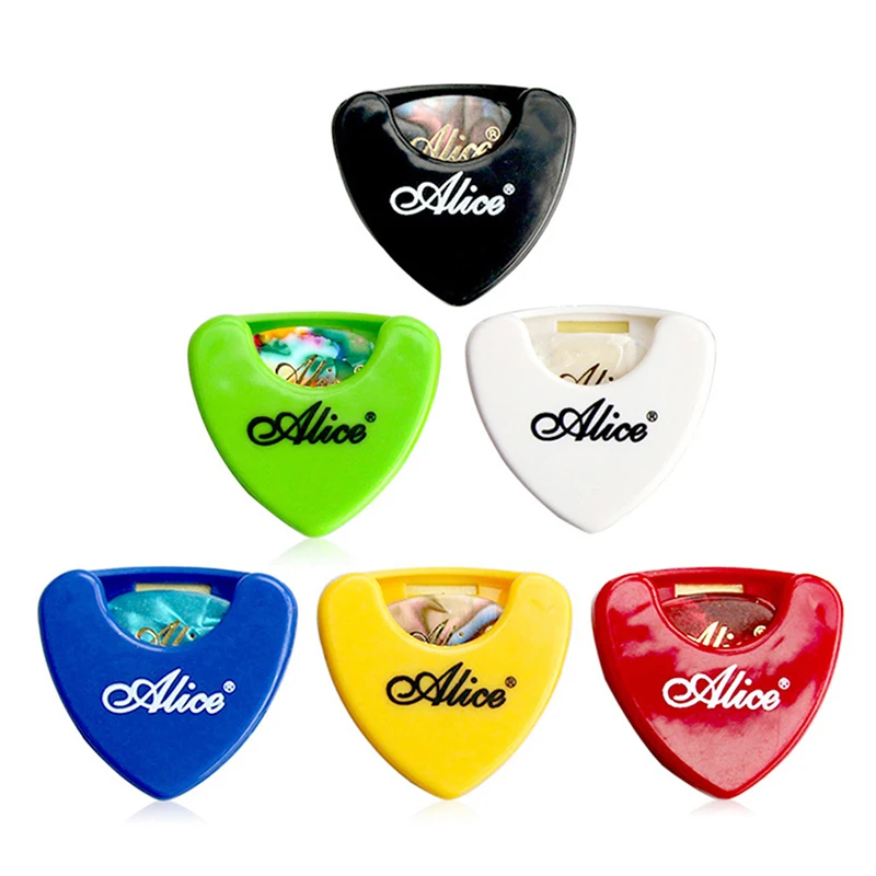 

1 Pc Guitar Pick Holder Plastic Plectrum Case Mediator Quick Storage Self Adhesive Triangle Shape 37x40mm Random Color