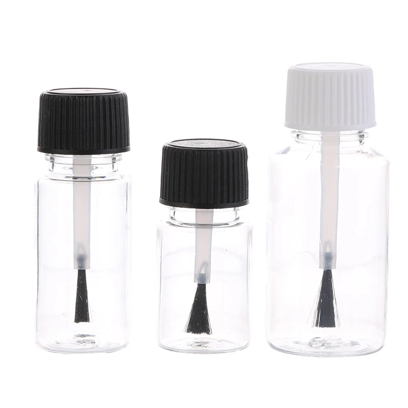 5ml 10ml 15ml 20ml 30ml flacone campione in plastica trasparente per animali domestici con tappo a pennello flaconi vuoti riutilizzabili per smalto