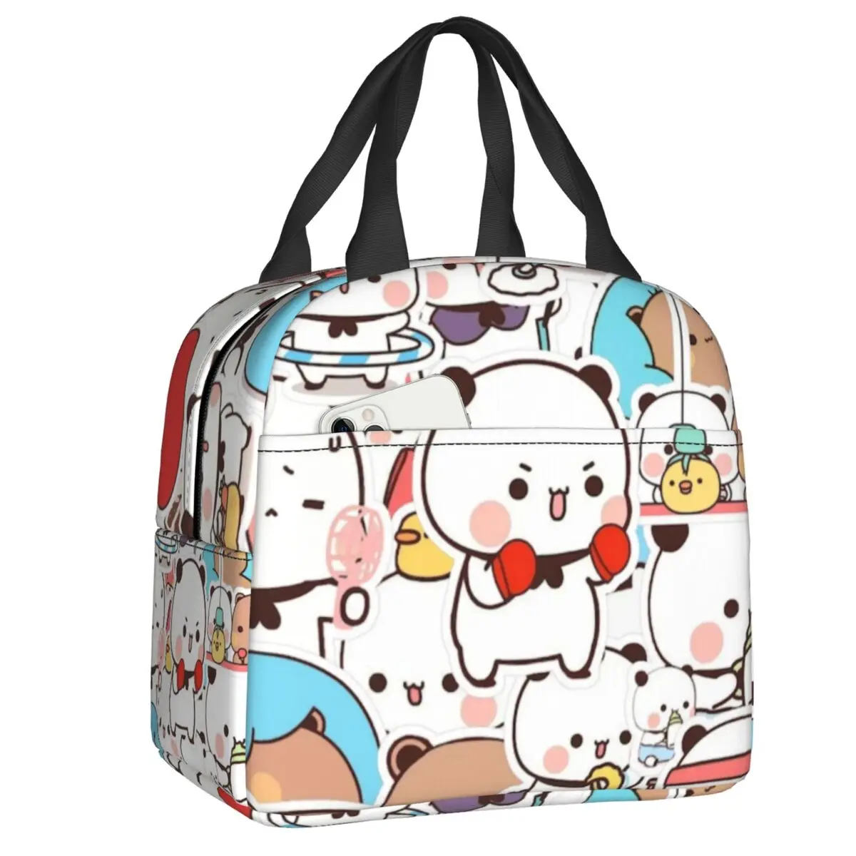 Lonchera Portátil Personalizada con Diseño de Panda y Brownie, Amor Verdadero BUBU DUDU, Lonchera Térmica a Prueba de Fugas, Bolsa de Almuerzo Aislada para Alimentos