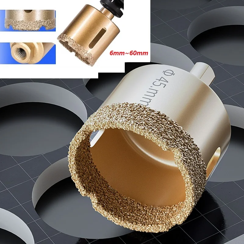 

6~60mm Vacuum M10 Thread Brazed Hole Opener Diamond Drilling Core Bit Angle Grinder Drill Bit For Ceramic Tile Granite Marble