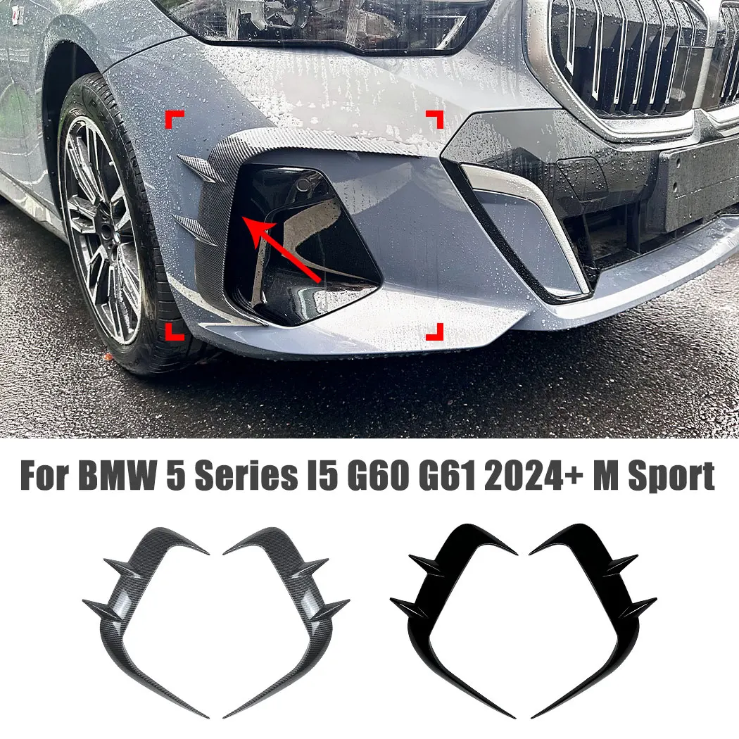 For BMW 5 Series I5 G60 G61 2024+ M Sport Car Front Bumper Side Wind Knife Decoration Trim Sticker Front Blade Guard Accessoires