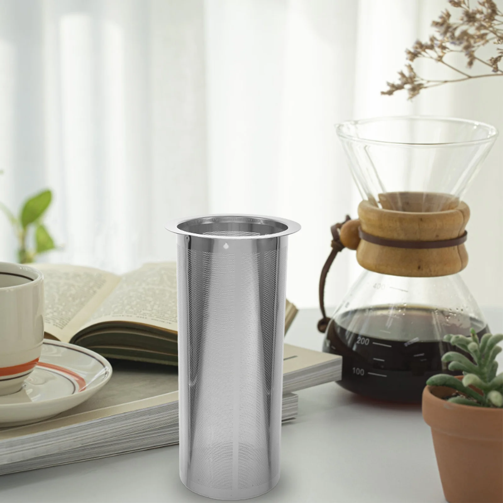 

Stainless Steel Coffee Filter Mesh Reusable Cold Brew Infuser Insert Fine Mesh Strainer Coffee Pot Accessory Household Brewing