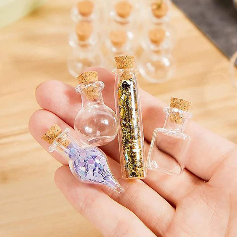 new arrival  glass bottles with cork stoppers diy decoration mini glass vials cork message glass vial wishing bottles
