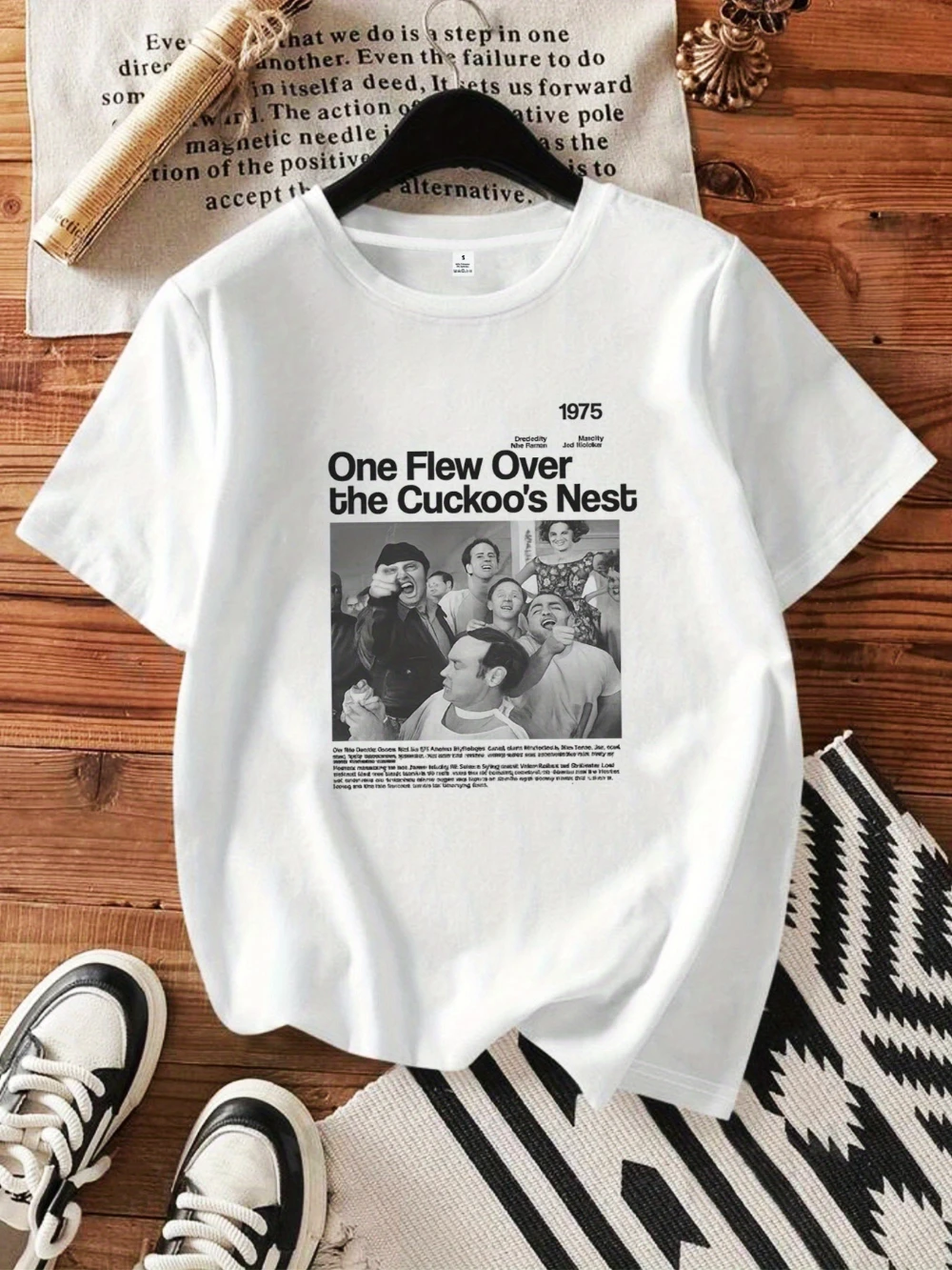 

Женская футболка в стиле ретро с постером фильма «One Flew Over the Cuckoo's Nest», повседневная всесезонная уличная одежда из чистого хлопка