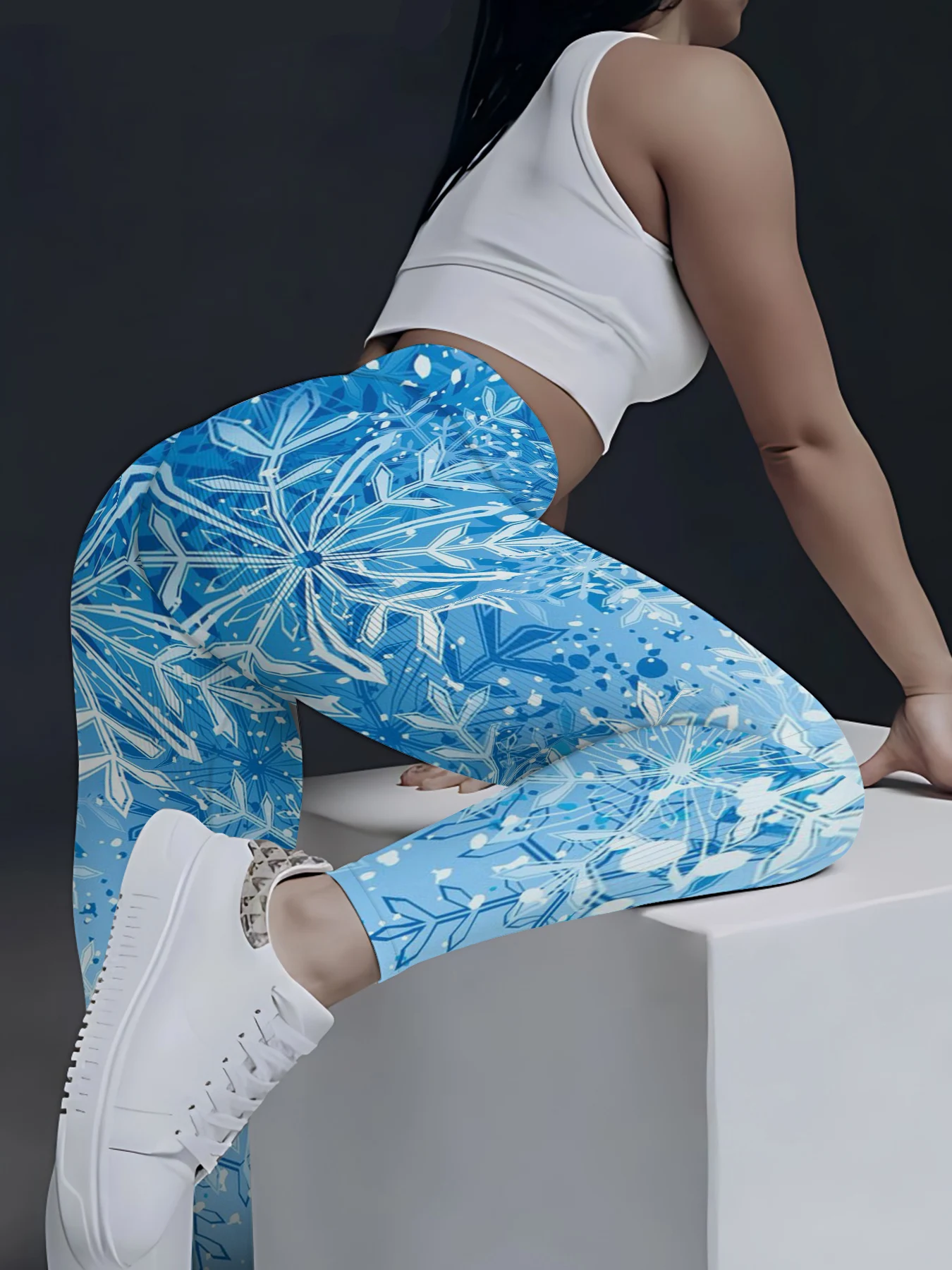 MSIEESO-Leggings de yoga College en 3D pour femmes, pantalons de Noël, jogging, fitness, vêtements de sport, bleu, flocon de neige en cristal de glace, azole