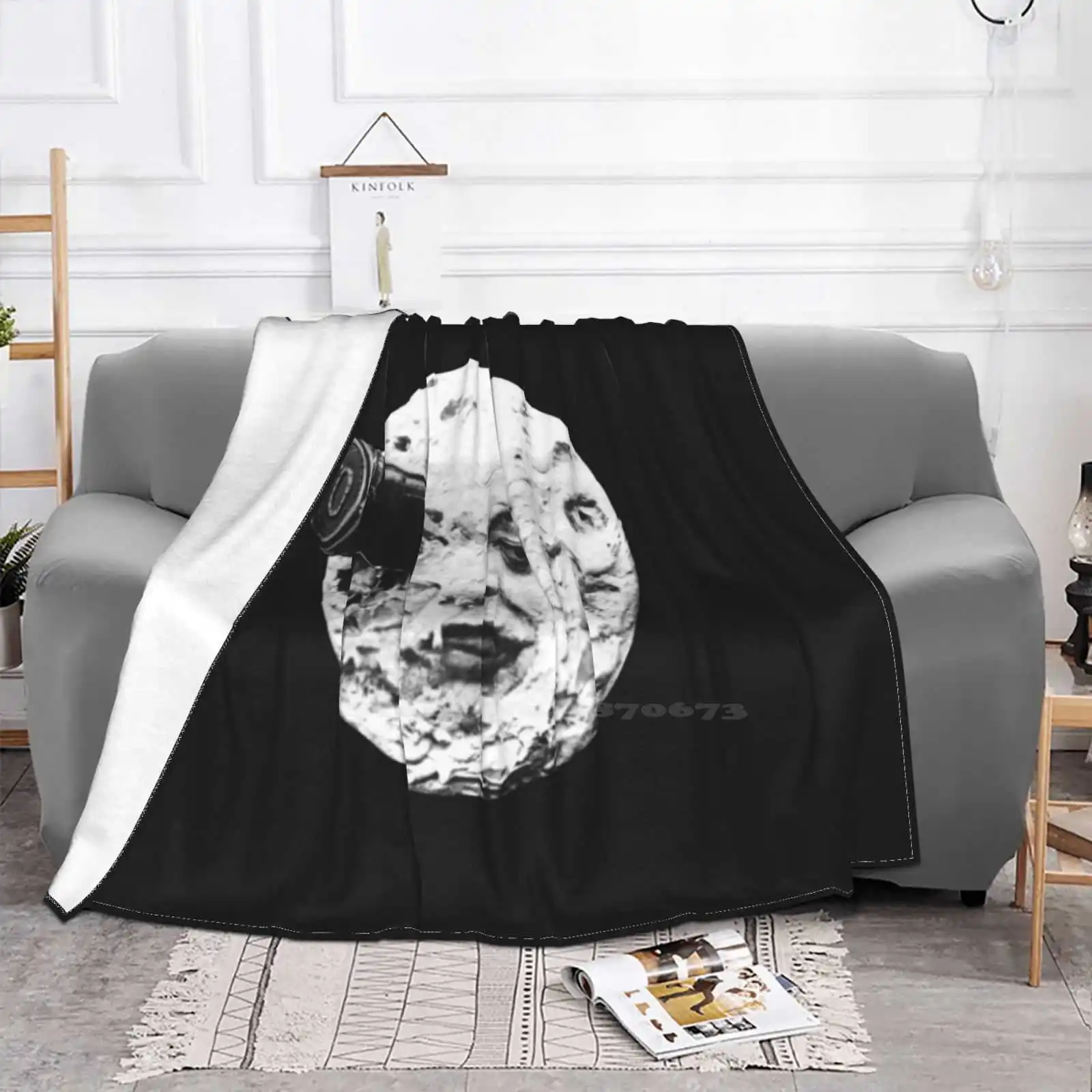 A Trip To The Moon ( Le Dans La Lune )-Face Only For Home Sofa Bed Camping Car Plane Travel Portable Blanket A Trip To The Moon