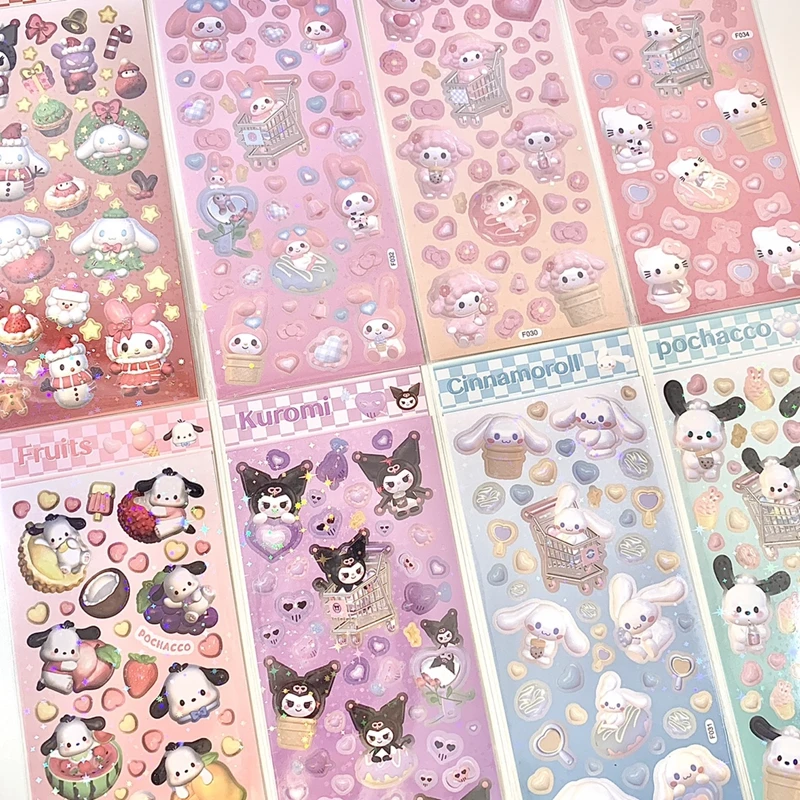 Kawaii Cartoon Characters Sticker Album Card DIY Planner Collage Material Decoration Scrapbooking Sticker Stationery Kids Gift