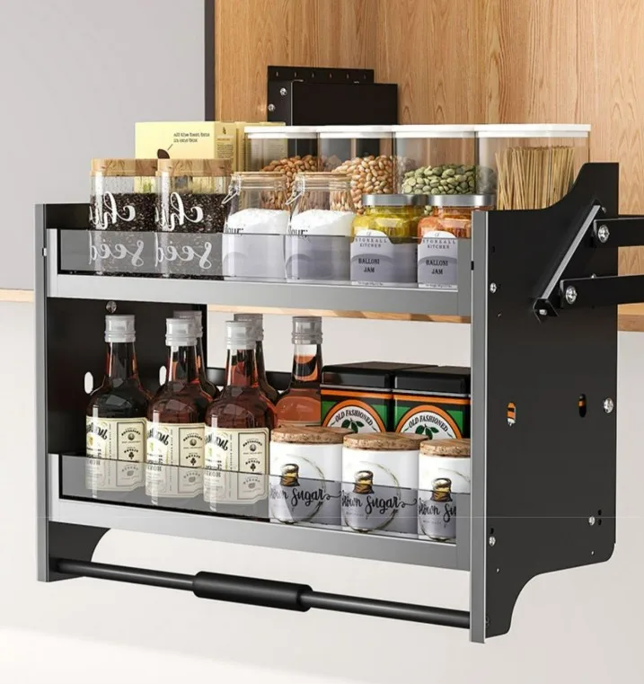 تخزين المطبخ وتنظيم أرفف قابلة للسحب للأسفل، سلة رفع للمصعد، خزانة المطبخ، نظام رفع الخزانة #4