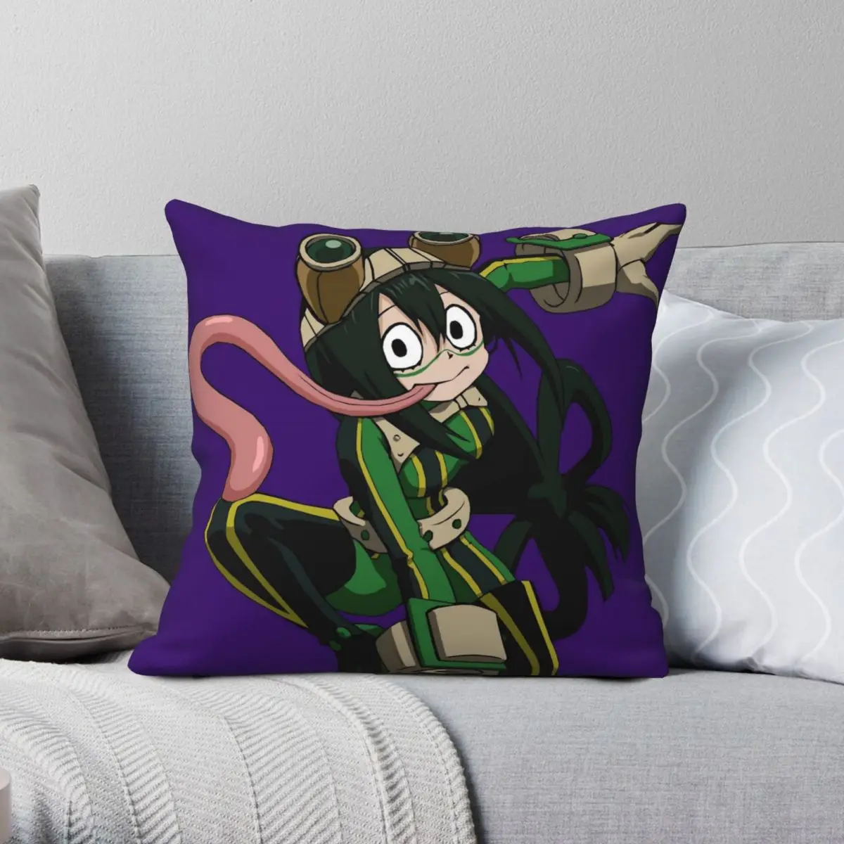 Tsuyu Asui Froppy Best Girl Pillowcase Polyester Linen Velvet Printed Zip Decorative Throw Pillow Case Sofa Cushion Cover 18