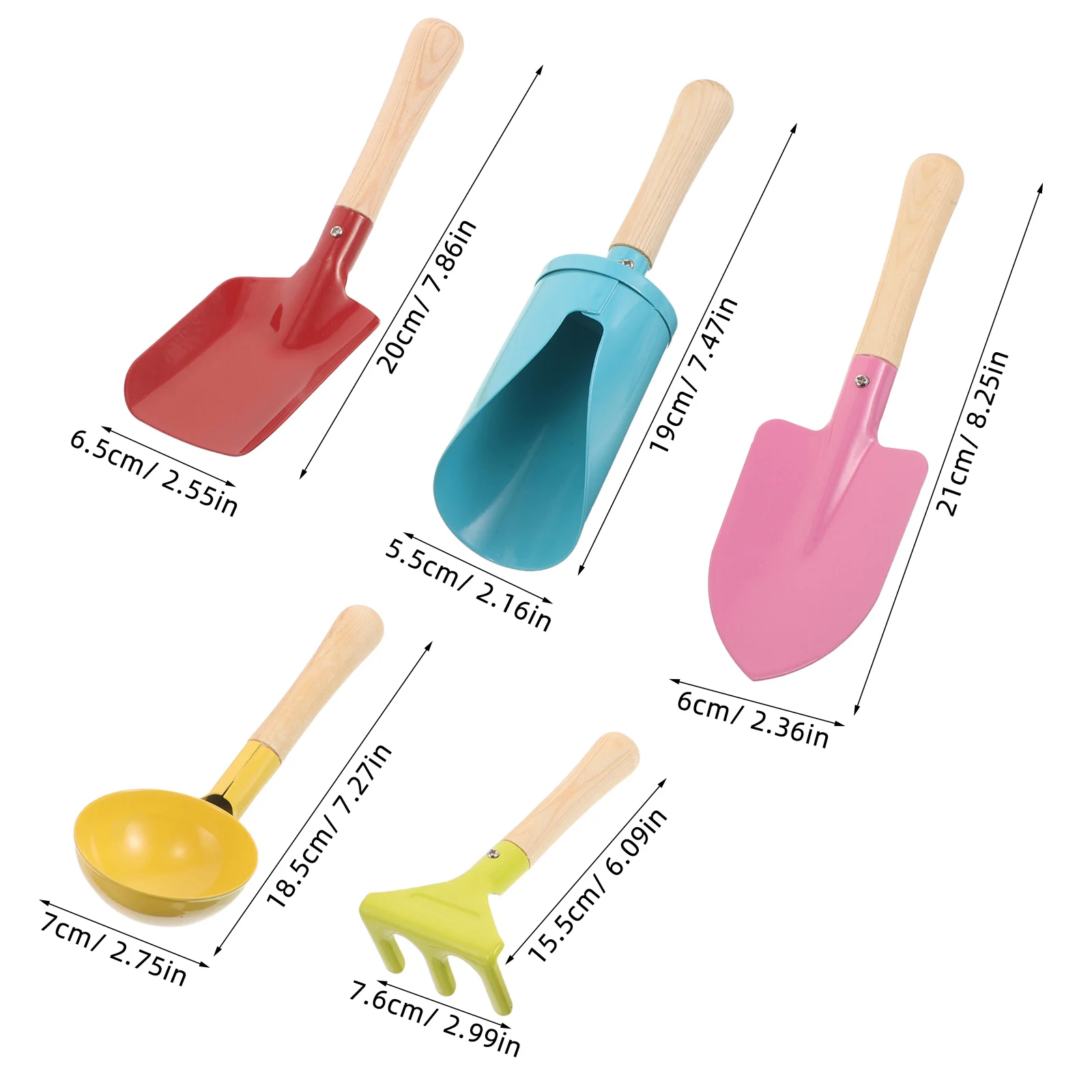 5pcs Kids Gardening Tool Set Children'S Garden For Outdoor Sand Shovel Rake Fork Beach Digging Play Lightweight Durable Yard