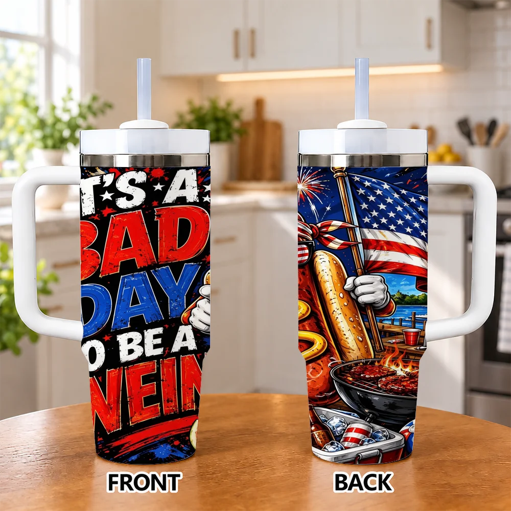 Its a Bad Day to Be a Weiner Vacuum Flasks 40oz Insulated Stainless Steel Tumbler with Handle & Straw, Hot Cold Gift Cup