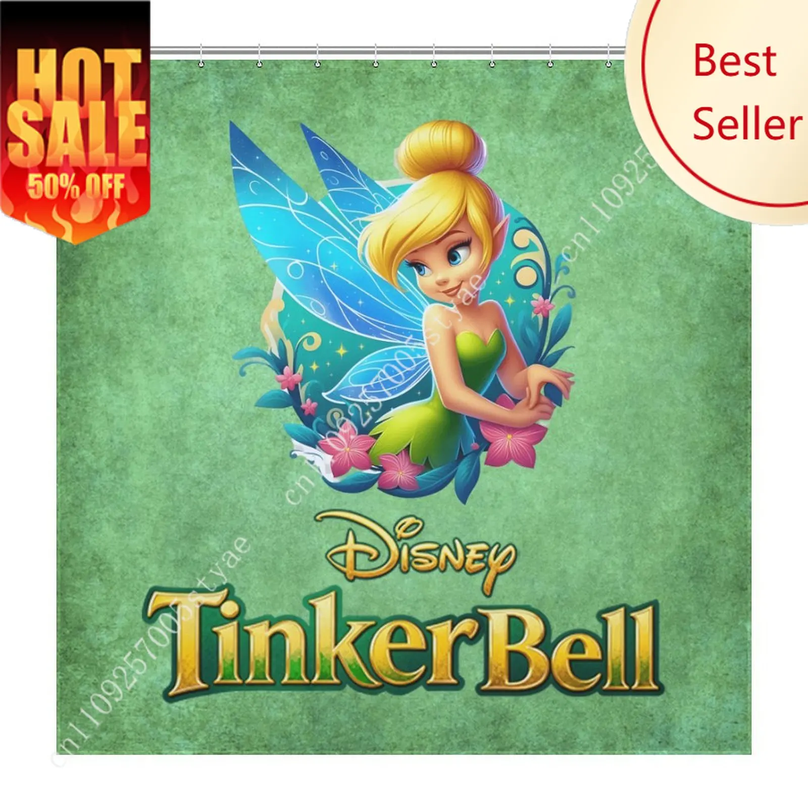 

Tinker Bell Shower Curtain Disney Cartoon Movie Kids Cute Animal Bathroom Home Party Decoration Waterproof Custom Bath Curtain