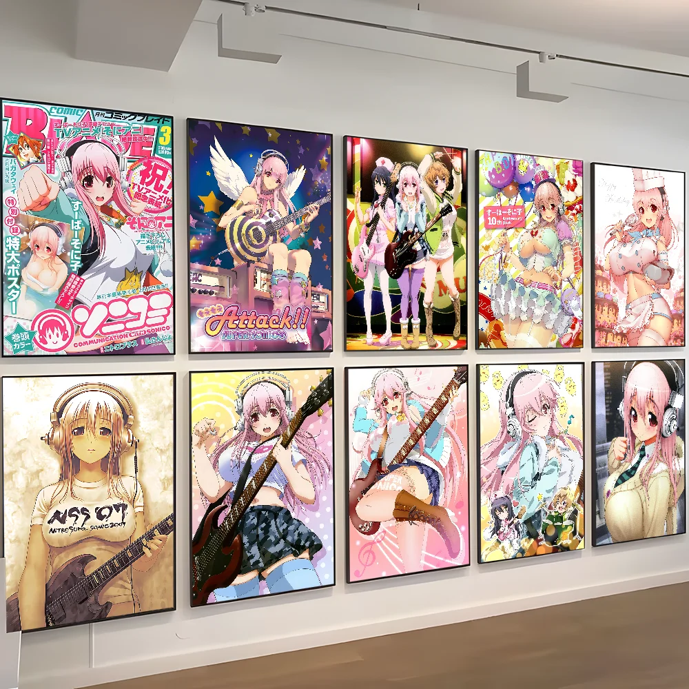 SUPER SONICO Vintage Posters Sticky Whitepaper Prints Posters Artwork Posters Wall Stickers