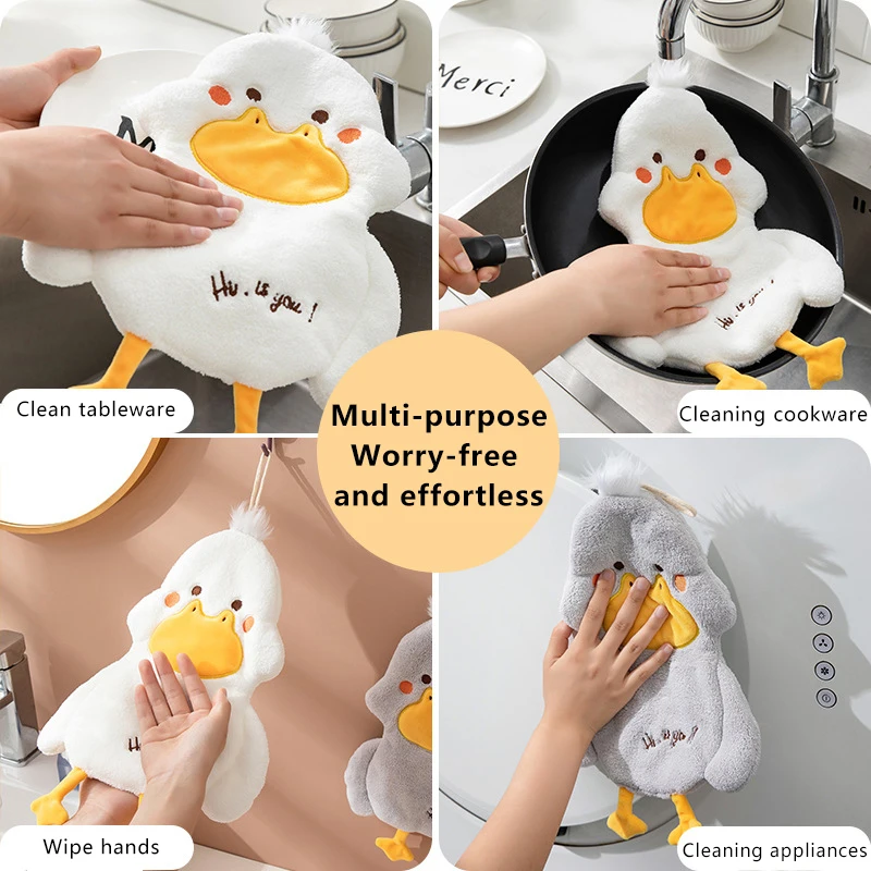 Cartoon Cute Duck Wipe Asciugamano in velluto corallo Asciugamano quadrato Cucina domestica Bagno Panno per bambini