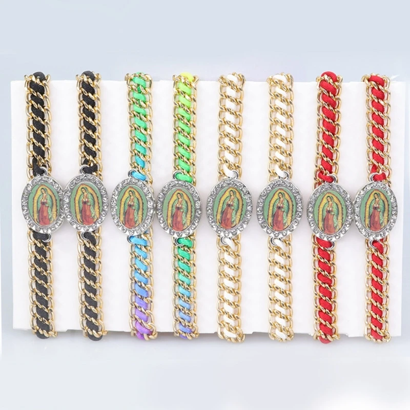 Virgin Maria Spot Drill Bracelet Hand-Woven Bracelet Can Worn By Men Women