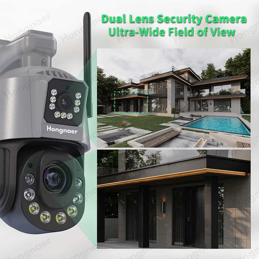 Hongnaer 36X Zoom Óptico 4G LTE Sem Fio Smart Home PTZ Câmera de Vigilância CCTV 4K ICSee 4G Cartão Sim Câmera de Segurança de Lente Dupla