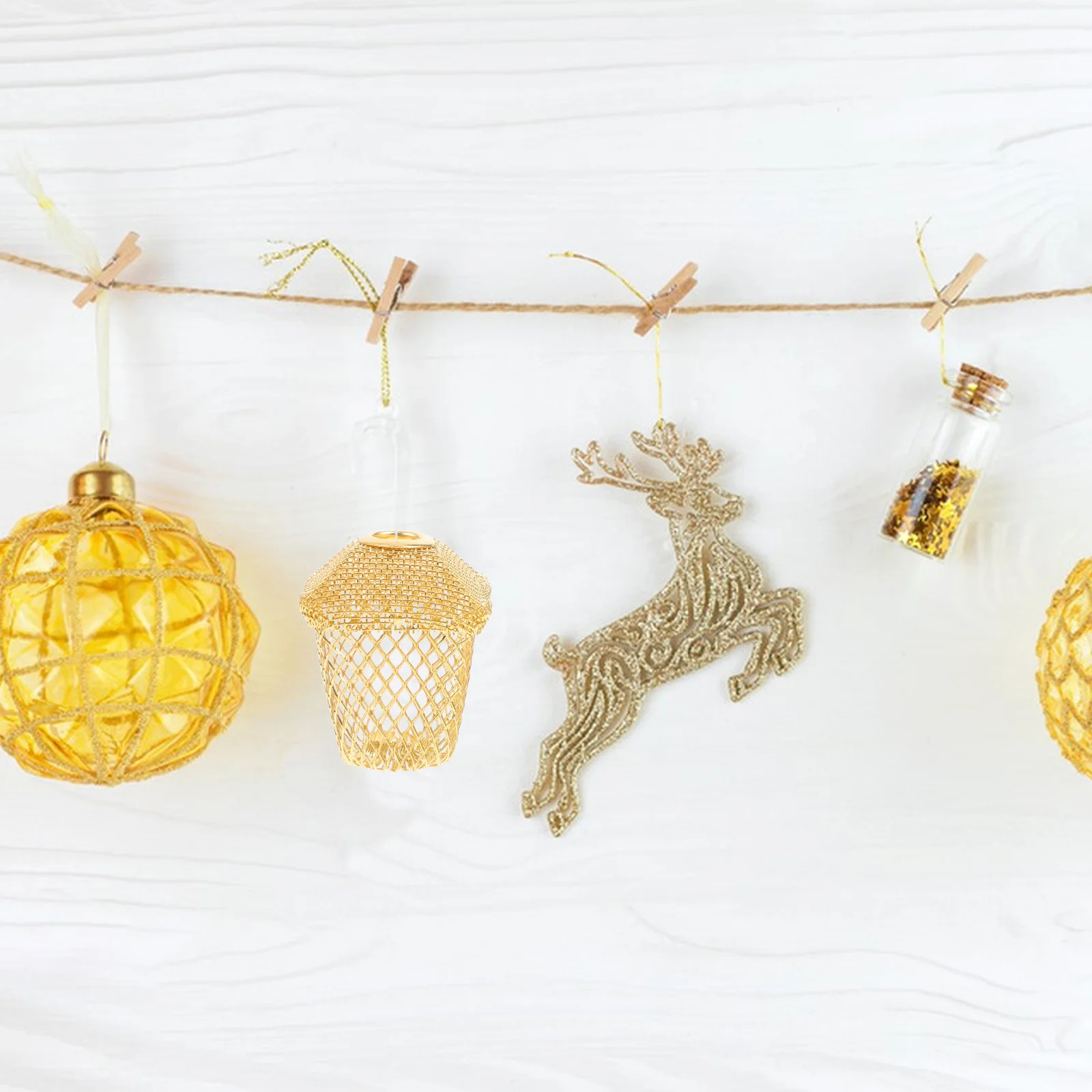 

12pcs Hanging Lamp Shade Mini Iron Hollow Ornament Holiday Decor Christmas Light Accessories Clip On Ceiling Shades Small