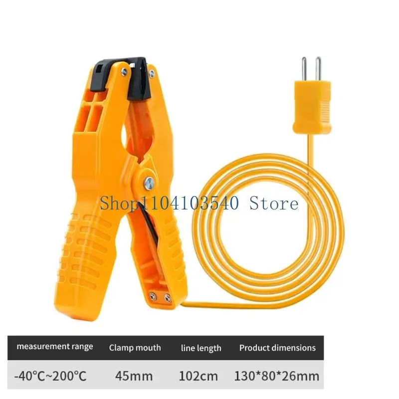02DC High Precisely K Type Pipe Clamp Temperature Leads Probe HVAC Pipes Jaw Clip For Laboratory And Maintenance Applications