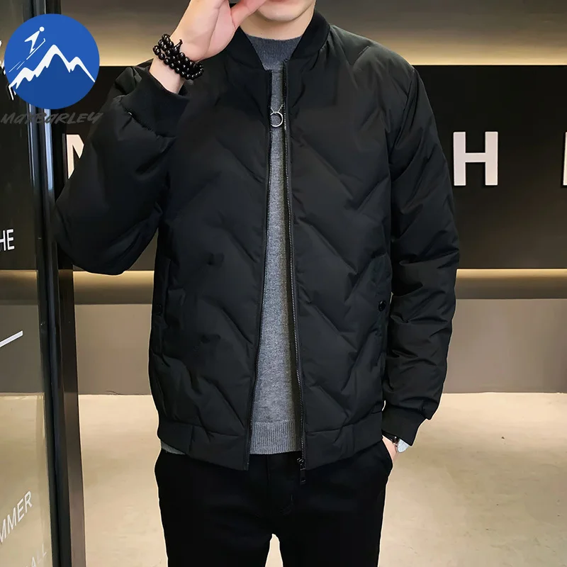 

Maxbarley Winter Lightweight Baseball Jacket Men 2025 Brand Thick Down Cotton Padding Jacket Luxury Solid Color Warm Padded Coat