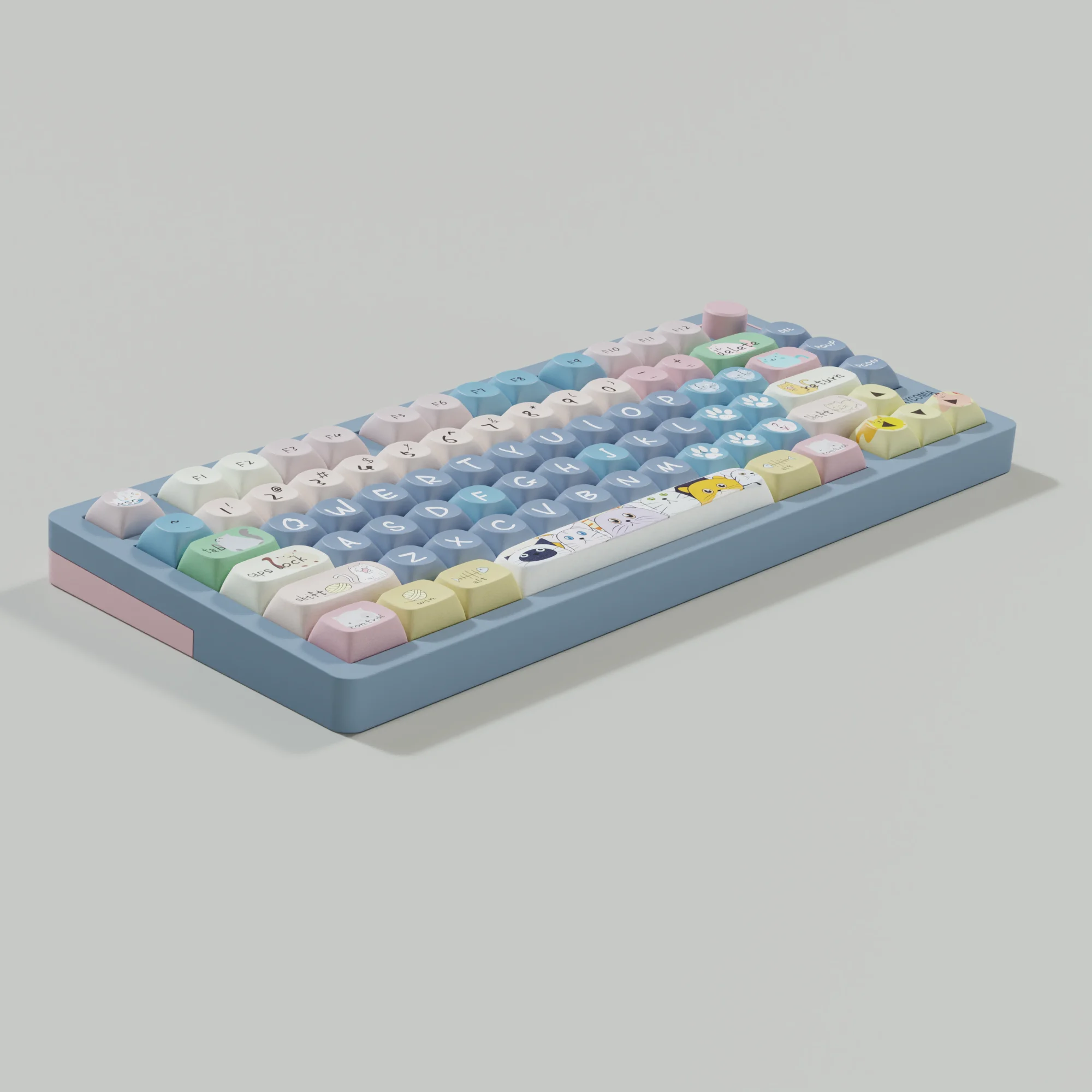 Imagem -02 - Conjunto de Teclado Mecânico Perfil Moa Pbt Keycaps Coreano Alemão Espanhol Brasil Árabe Iso Ansi Grande Layout 75 61