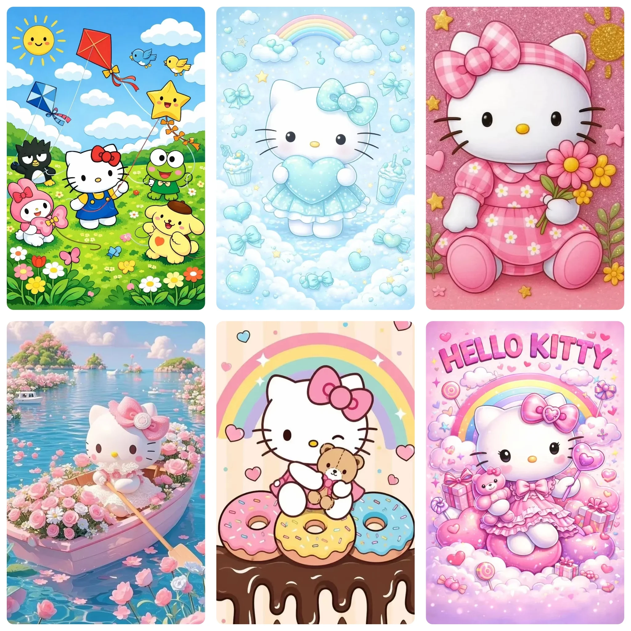 500/1000/1200/2000PCS Puzzle Hello Kitty Donut Kite Lake Collage Jigsaw Modern Home Decor Family Interactive Gift Holiday Gifts