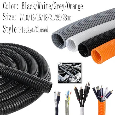 Color Auto Wire Loom Sleeve Corrugated Plastic Conduit Hose for Car Truck Motorcycle Engine Electrical Cable Protection Tubing
