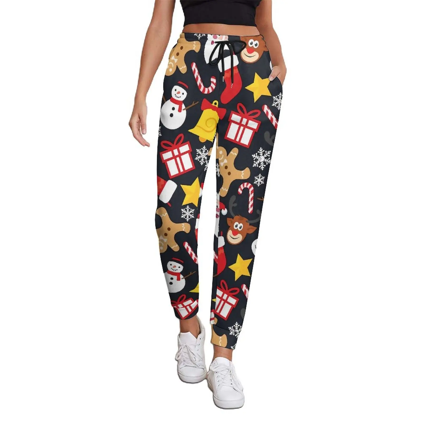 Cool Christmas Pants Spring Santa Sock Gift Modern Sweatpants Women Streetwear Printed Trousers Big Size