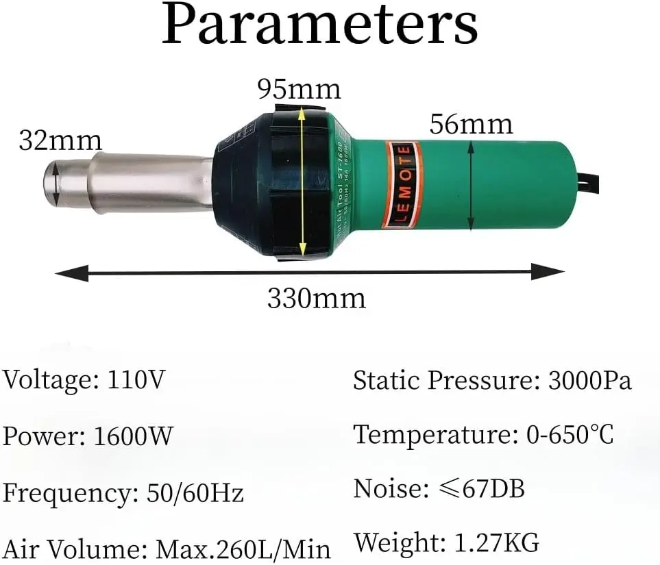 110V Hot Air Gun Welding Torch 1600W Heat Gun Plastic Welder Roofing Welder Kits