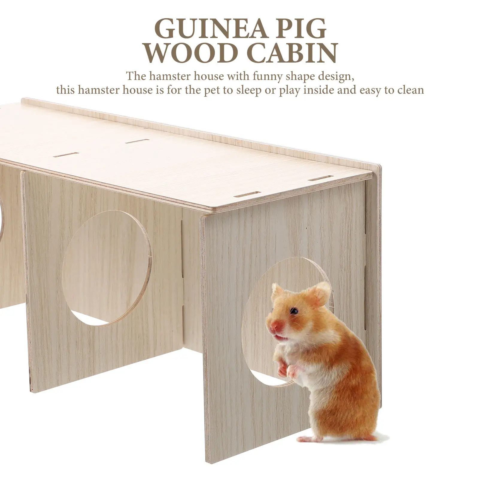 Wooden Hamster Hideout Multi Use Small Pet Guinea Pig Cabin Rabbit Hide Shelter Hamster Cage Decor Observation Window