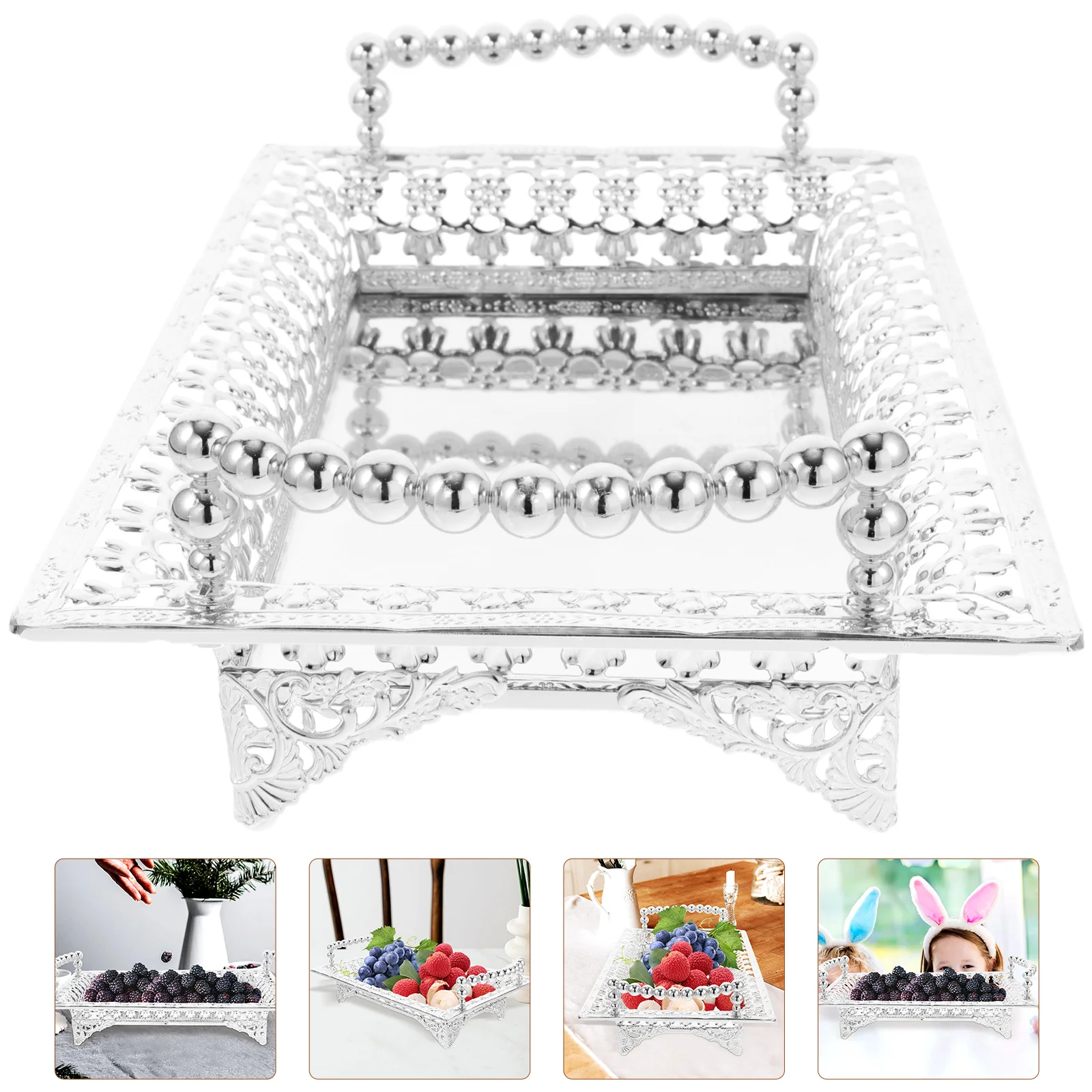 

Metal Fruit Plate Iron Serving Plates Snacks Appetizer Tray for Coffee Table Storage Candy Hotel Dried Fruits Decorative