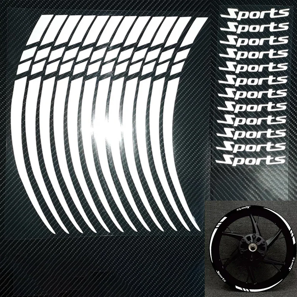 12 pieces Motorcycle Bicycle Wheel Rim Stripe Reflective 18-21in Wheel Decal Tape Sticker Motorcycle Car Tire Decals Trim Strips