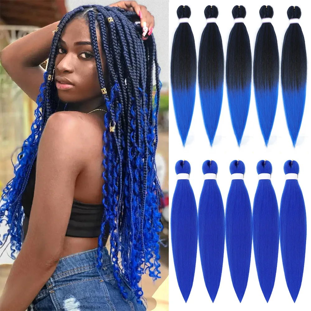 Longas extensões de cabelo sintético trançado para mulheres, fácil ombre trança, cabelo crochê, tranças jumbo, extensões de cabelo, 20 ", 26", 6 pacotes, 8 pacotes