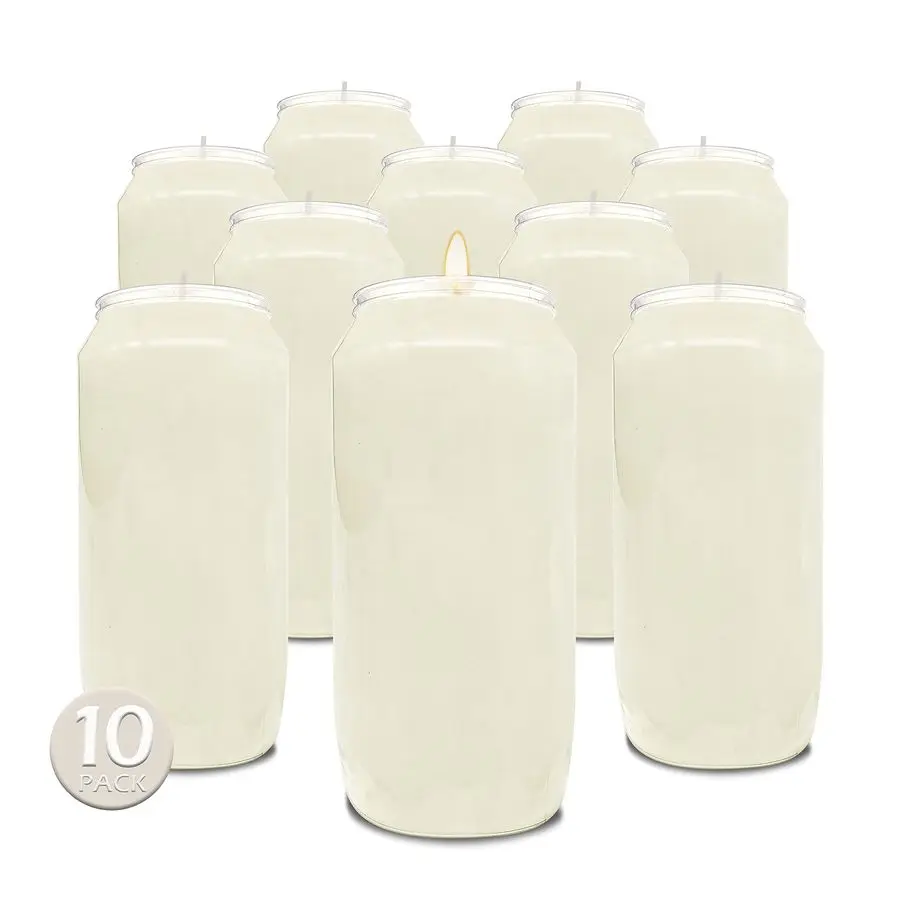 

7-дневные белые молитвенные свечи, 10 упаковок, 6 высоких столбиков для религиозных, мемориальных, декора вечеринок, овощей и экстренного использования